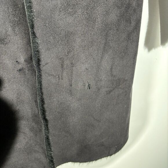 H&M Faux Suede Faux Fur Reversible Long Coat Jacket Size 6 - Picture 13 of 14